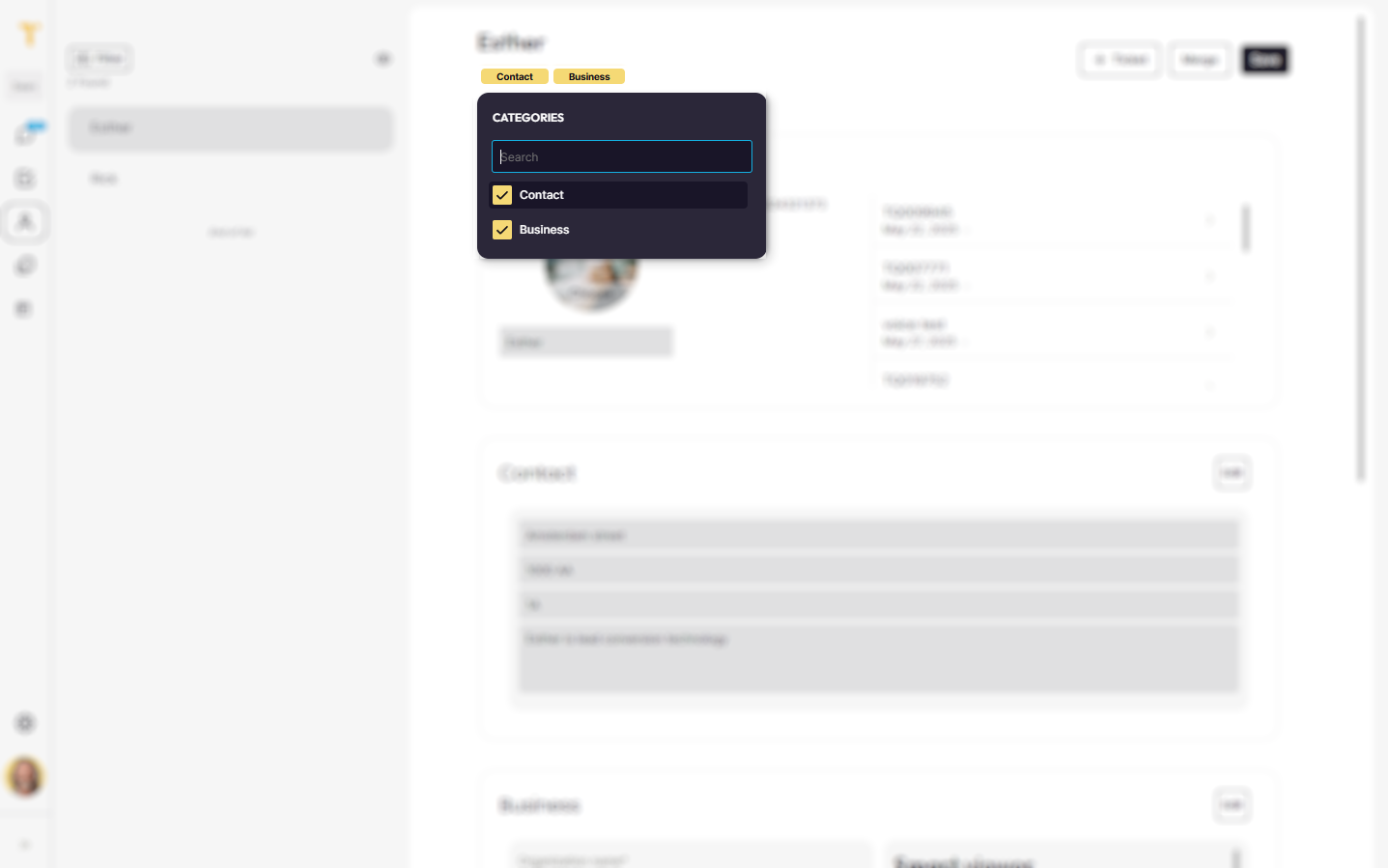 Contact categories in Tick