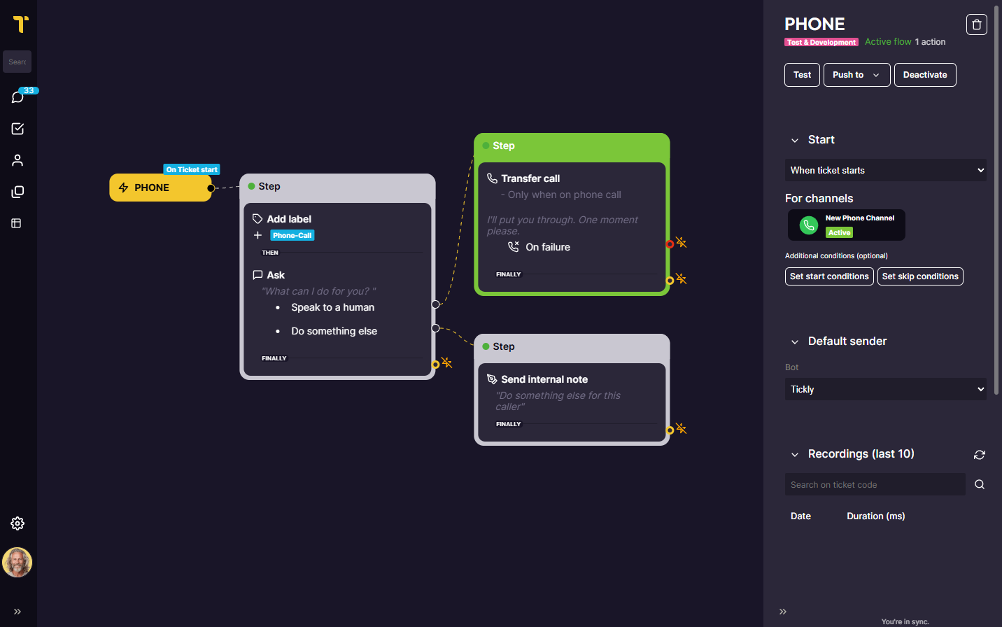 Call automation in the Flow editor