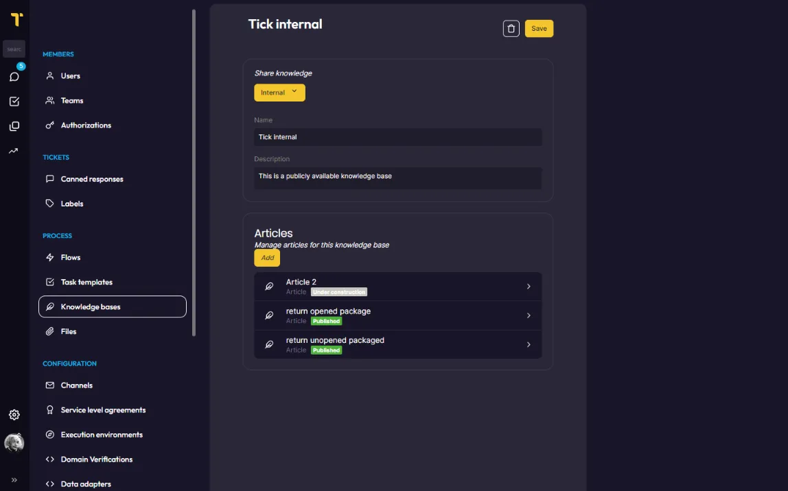 Knowledge base overview in Tick