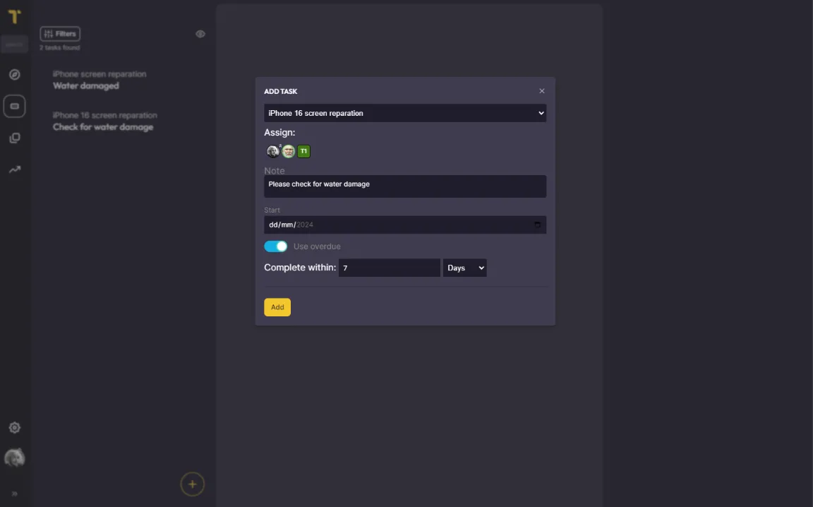 Creating a task in Tick